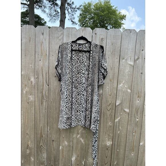 SEDUCTIVE WEAR by Cenima etoile‎ Animal Print Robe Size Small Sheer Sexy Lace - Picture 3 of 9